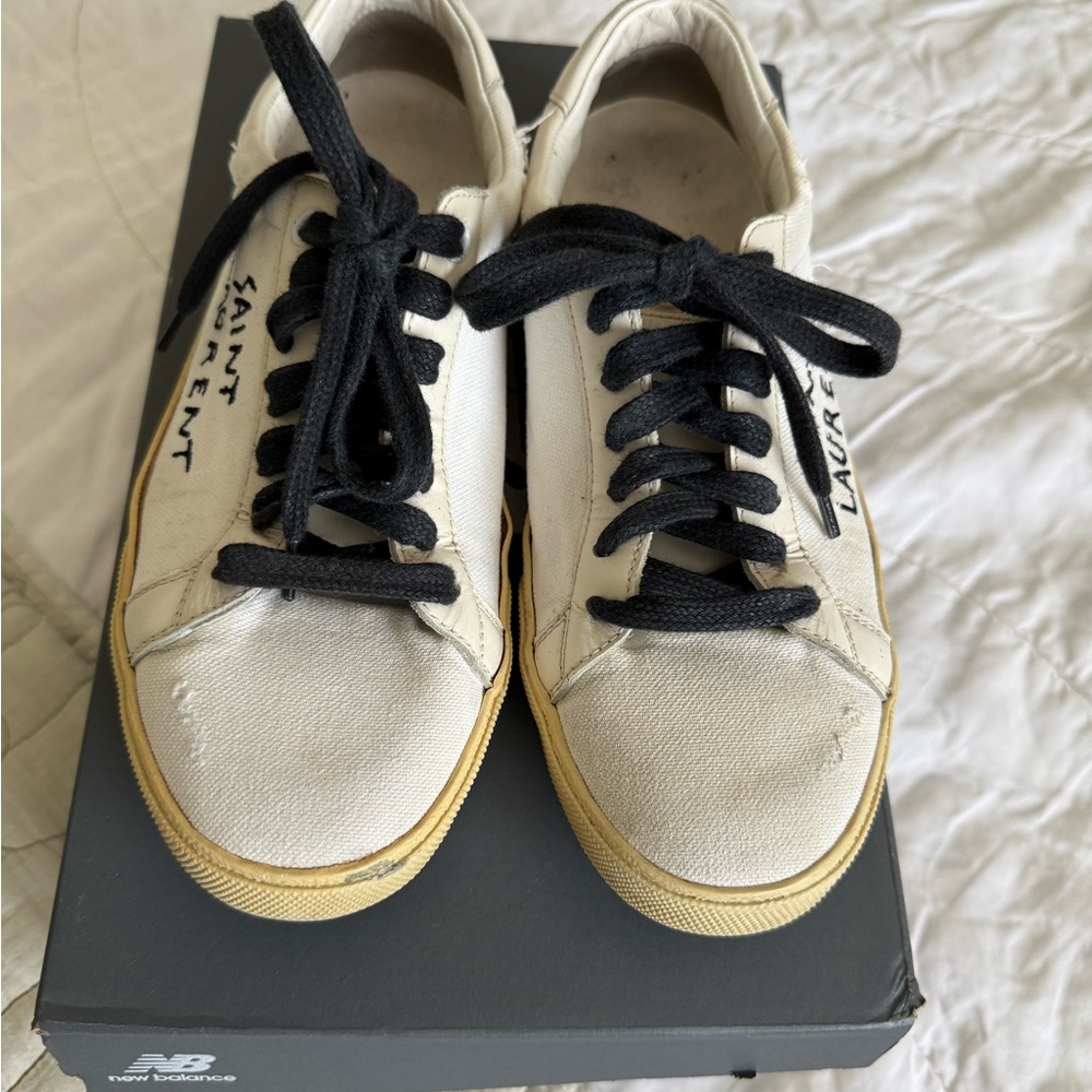 Saint Laurent White and Black Sneakers - Picture 5 of 11
